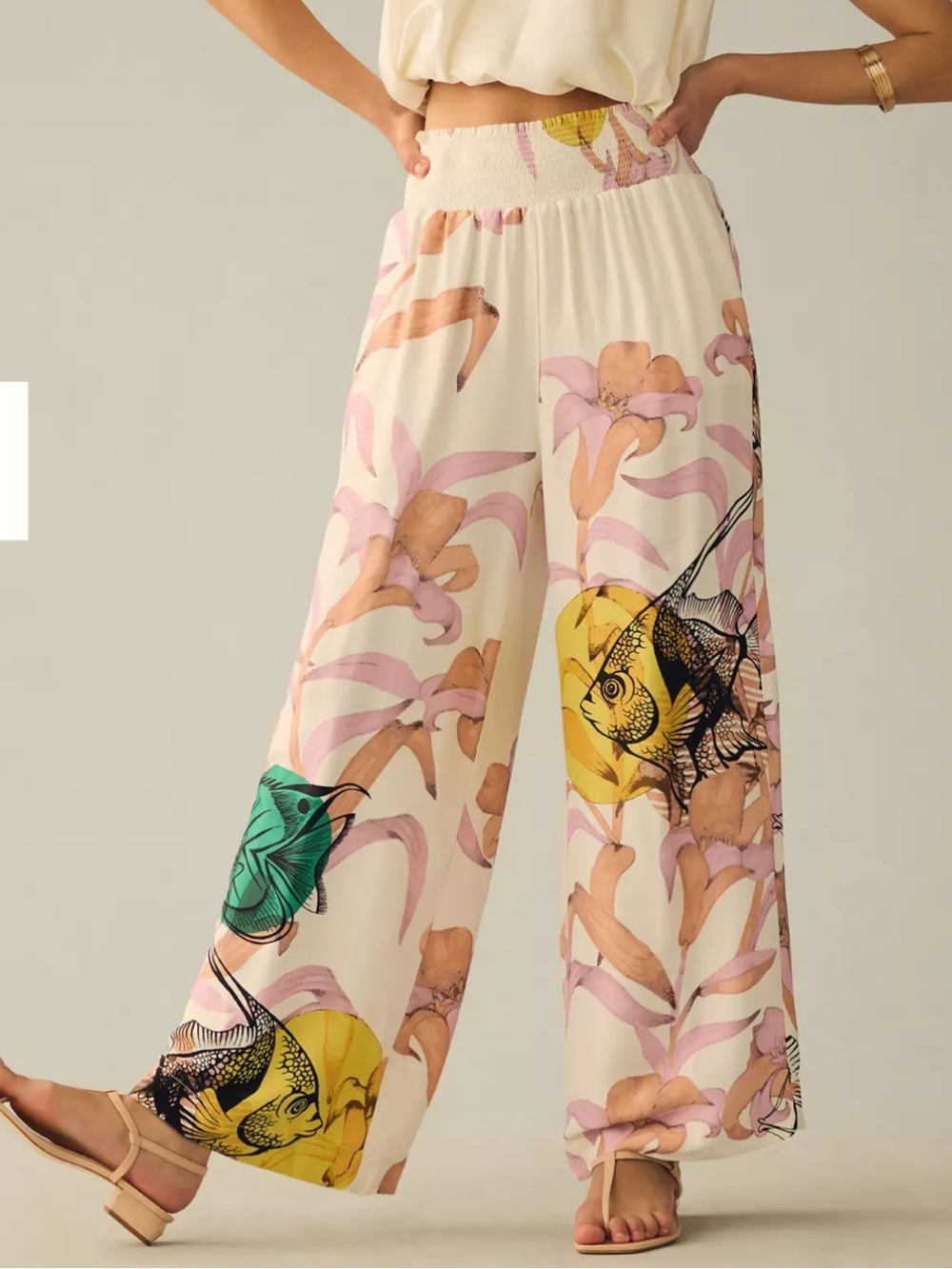 Anthropologie Maeve x Pia Binazzi Graphic Floral Wide-Leg Pants
